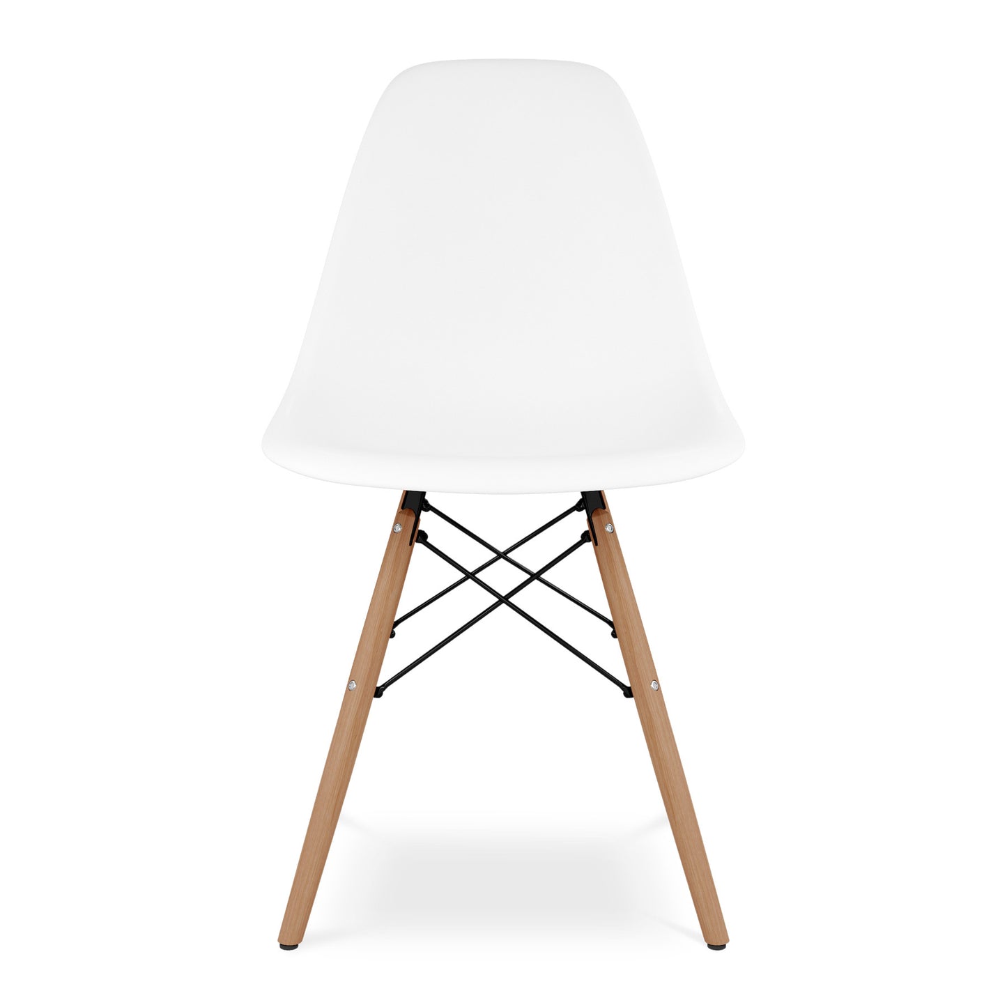 White And Natural Heavy Duty Plastic And Wood Dining Side Chair