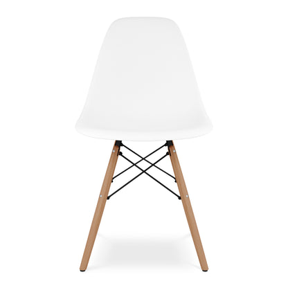 White And Natural Heavy Duty Plastic And Wood Dining Side Chair