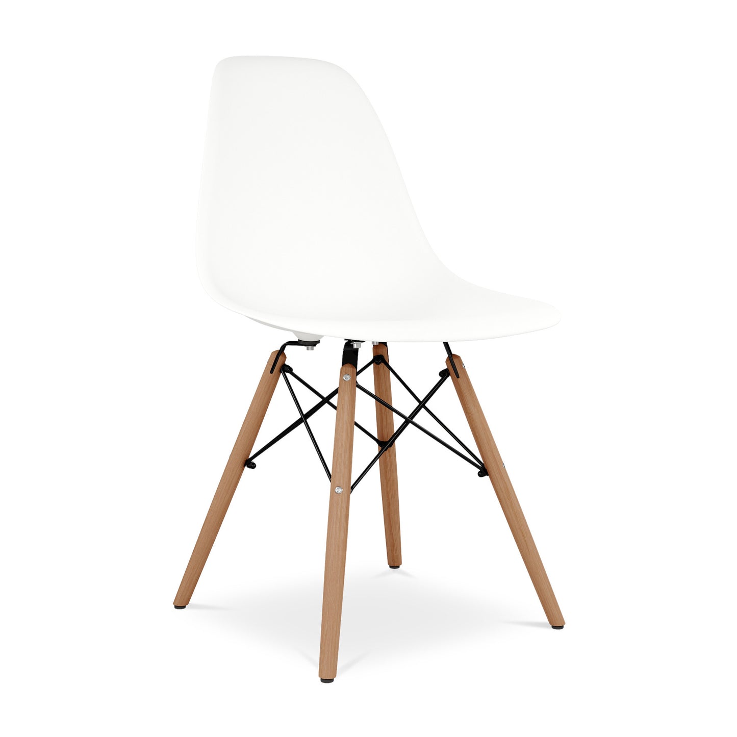 White And Natural Heavy Duty Plastic And Wood Dining Side Chair