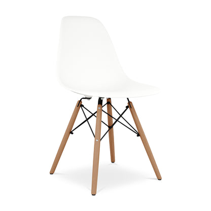 White And Natural Heavy Duty Plastic And Wood Dining Side Chair