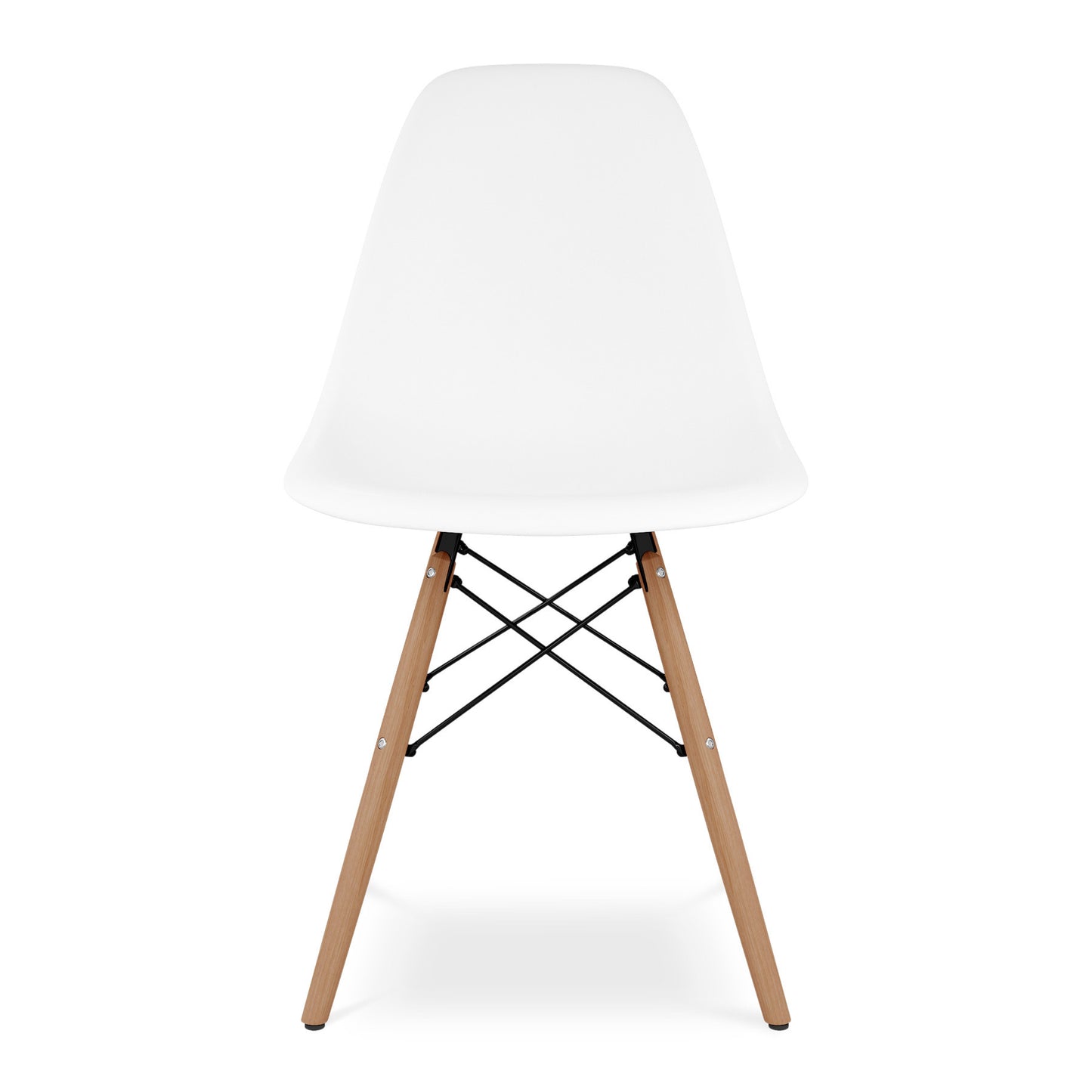 White And Natural Heavy Duty Plastic And Wood Dining Side Chair