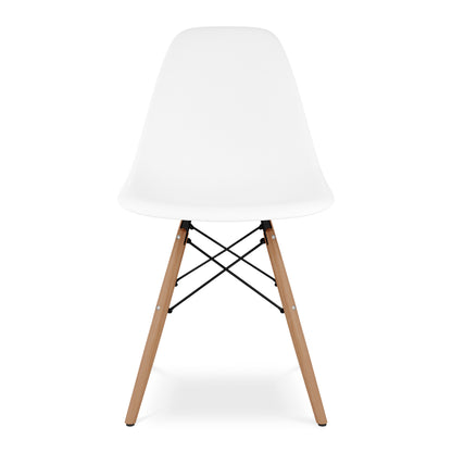 White And Natural Heavy Duty Plastic And Wood Dining Side Chair