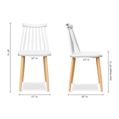 White And Natural Metal and Plastic Windsor Back Dining Side Chair