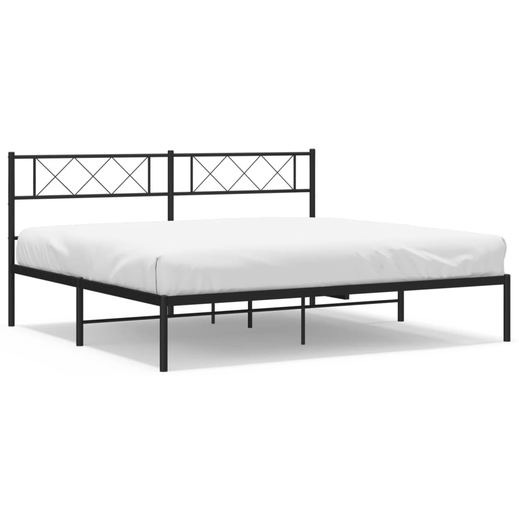 Metal Bed Frame without Mattress with Headboard Black 72"x83.9"