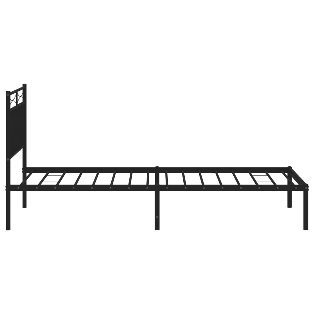 Metal Bed Frame without Mattress with Headboard Black 39.4"x74.8"