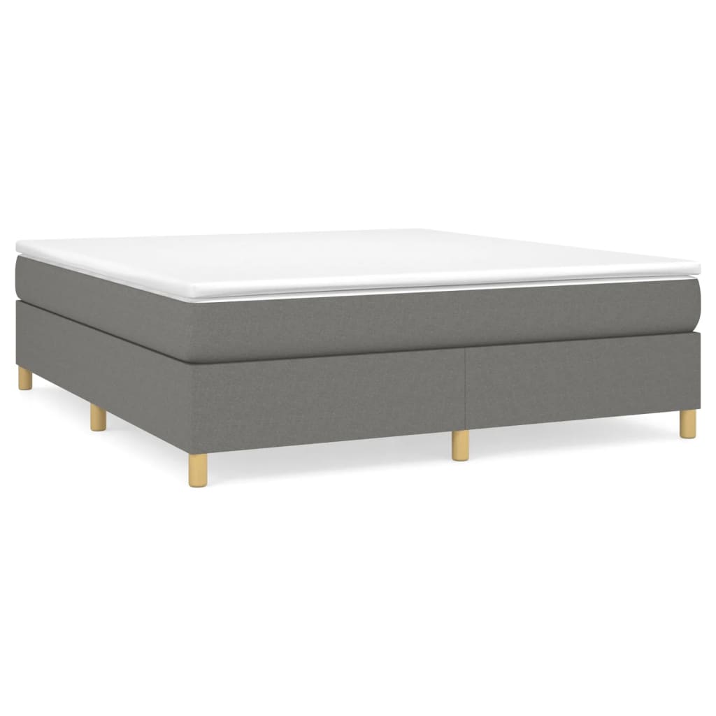 Box Spring Bed with Mattress Dark Gray 76"x79.9" King Fabric