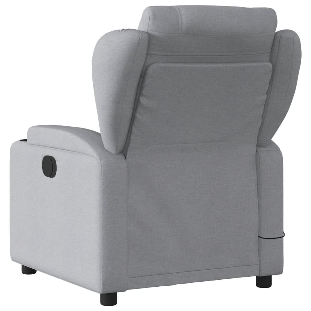 Massage Recliner Chair Light Gray Fabric