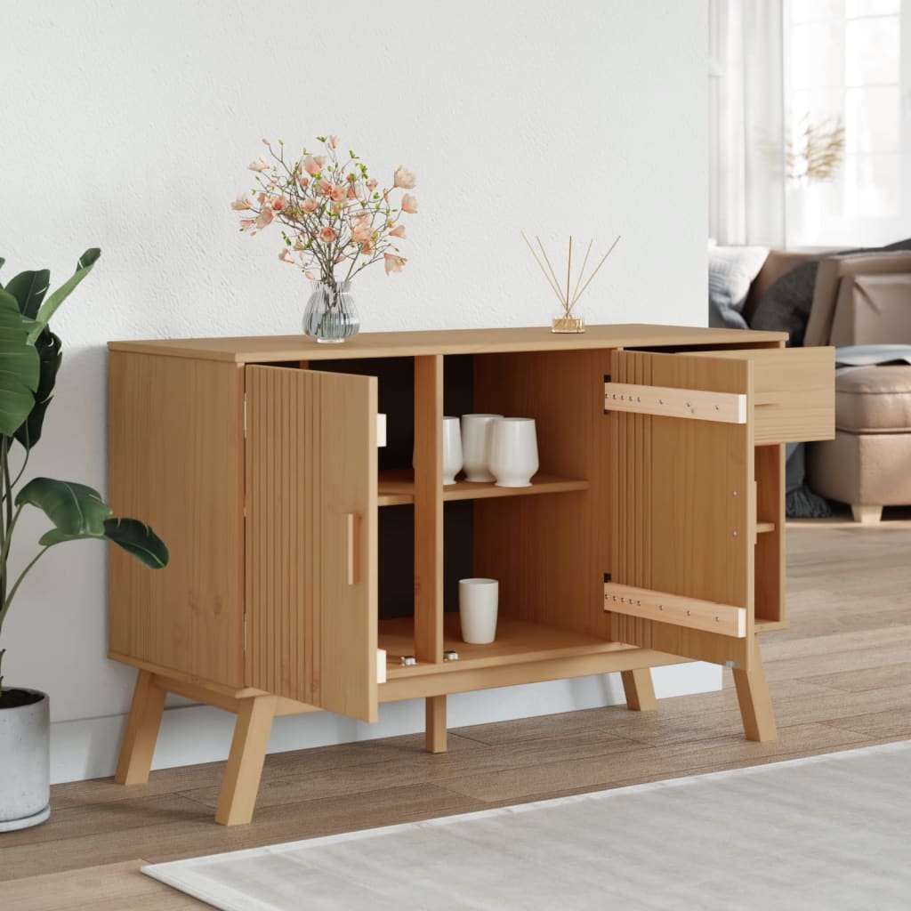 Sideboard OLDEN Brown 44.9"x16.9"x28.9" Solid Wood Pine