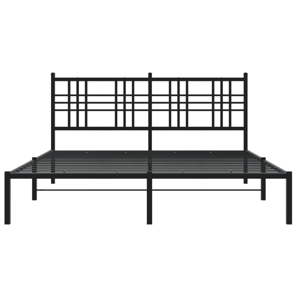 Metal Bed Frame without Mattress with Headboard Black 59.1"x78.7"