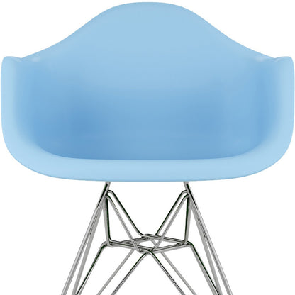 Light Blue And Silver Heavy Duty Plastic Dining Arm Chair