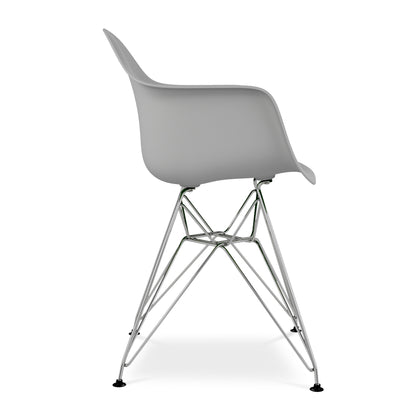 Gray And Silver Heavy Duty Plastic Dining Arm Chair