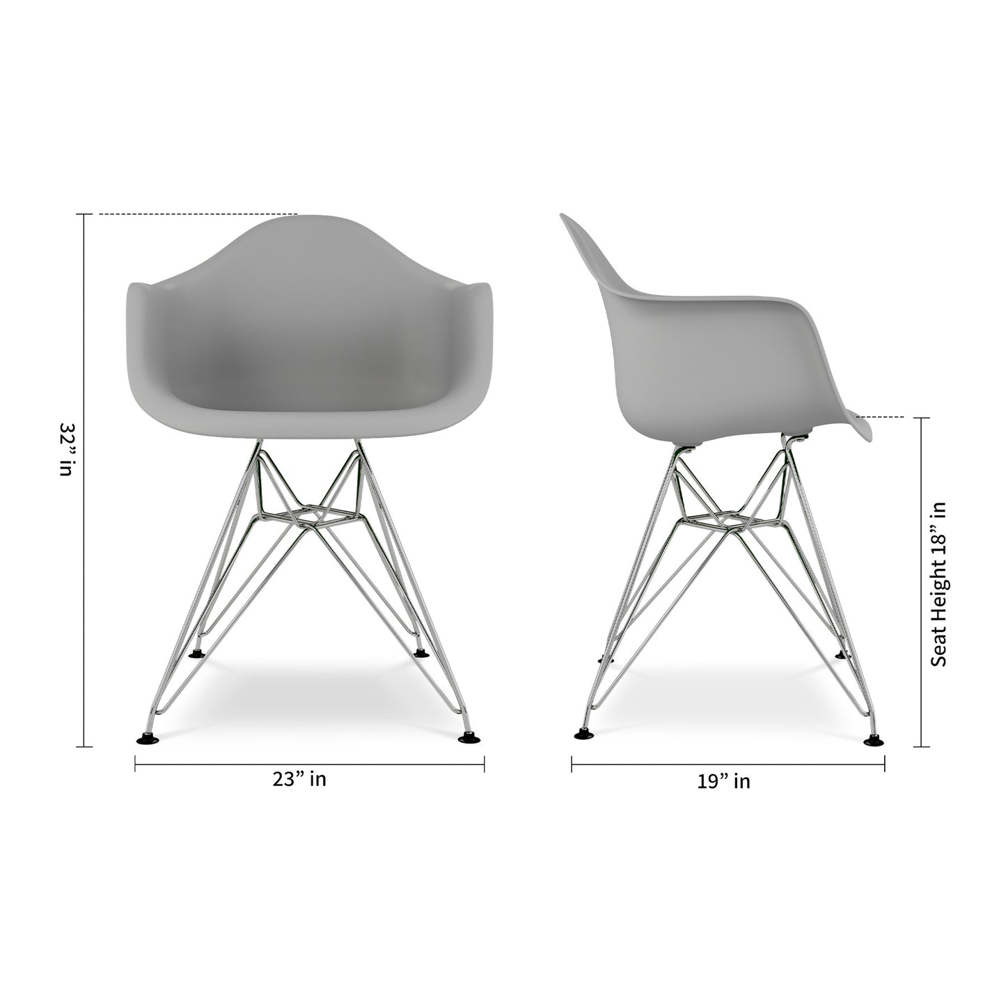 Gray And Silver Heavy Duty Plastic Dining Arm Chair