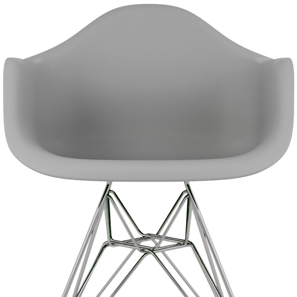 Gray And Silver Heavy Duty Plastic Dining Arm Chair