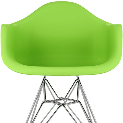 Green And Silver Heavy Duty Plastic Dining Arm Chair