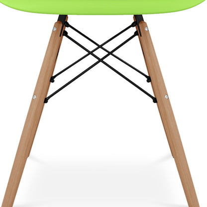 Green And Natural Heavy Duty Plastic And Solid Wood Dining Arm Chair