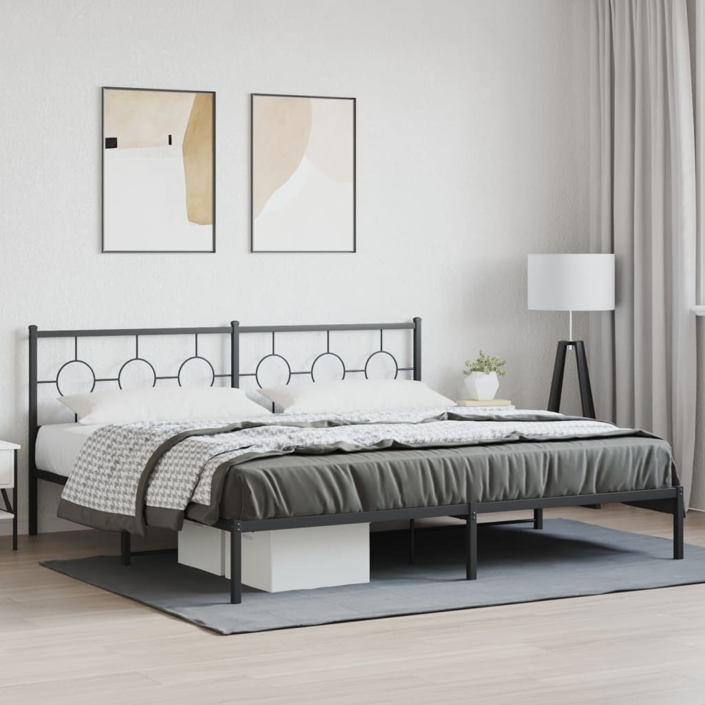 Metal Bed Frame without Mattress with Headboard Black 76"x79.9"