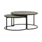 Set of Two 32" Gray And Black Concrete And Metal Round Nested Coffee Tables