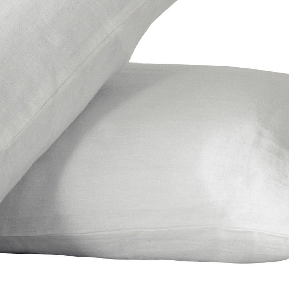 Set of Two Ivory Linen Pillowcases