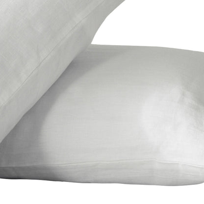 Set of Two Ivory Linen Pillowcases