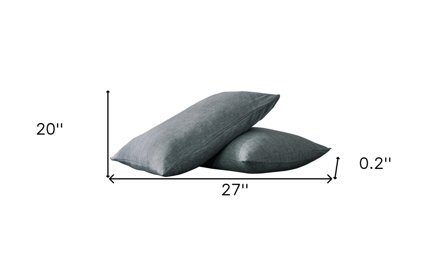 Set of Two Slate Gray Linen Pillowcases