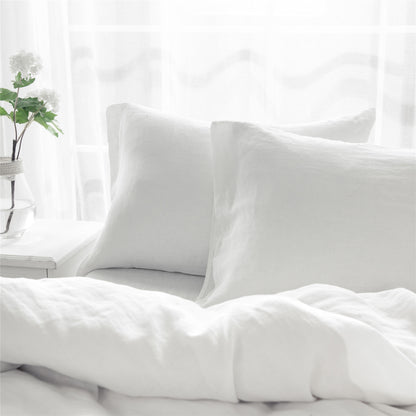 Set of Two Ivory Linen Pillowcases