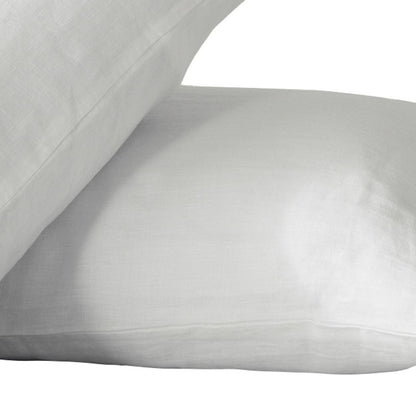 Set of Two Ivory Linen Pillowcases