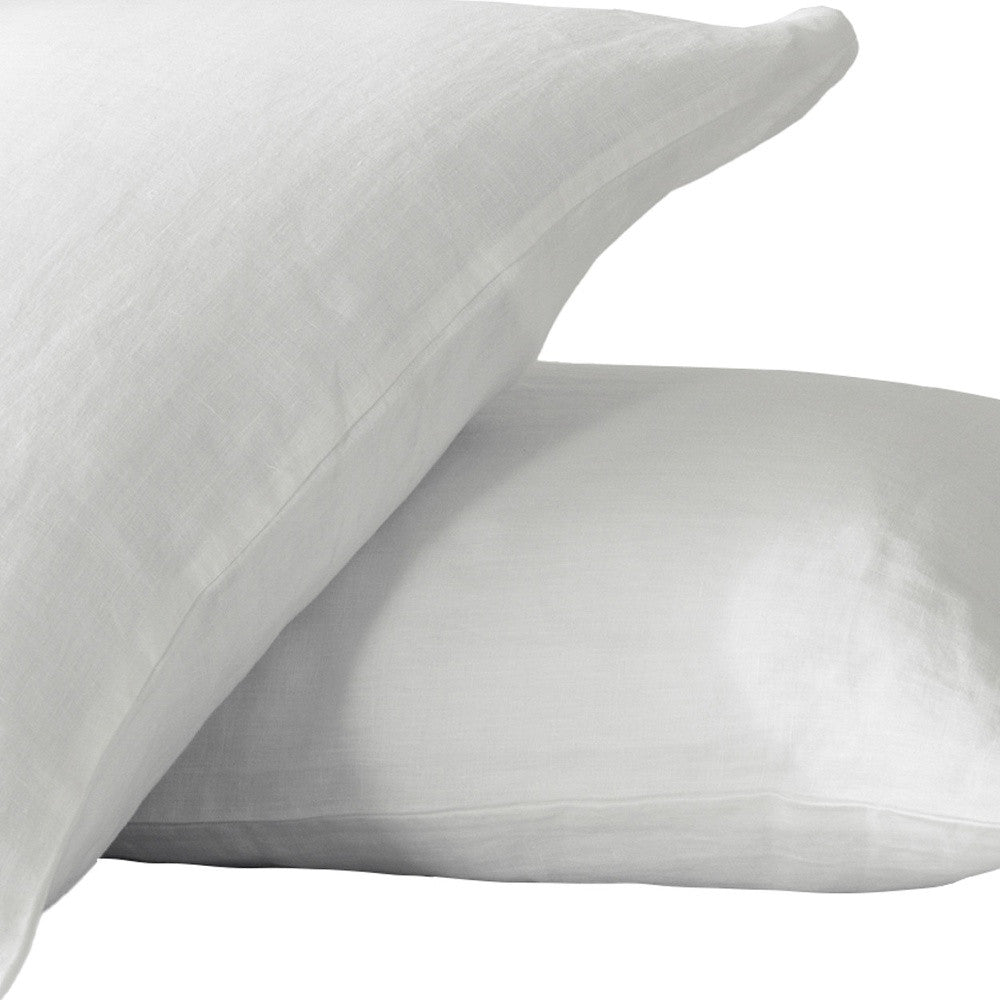 Set of Two Ivory Linen Pillowcases