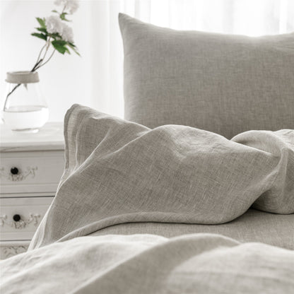 Set of Two Ivory Linen Pillowcases