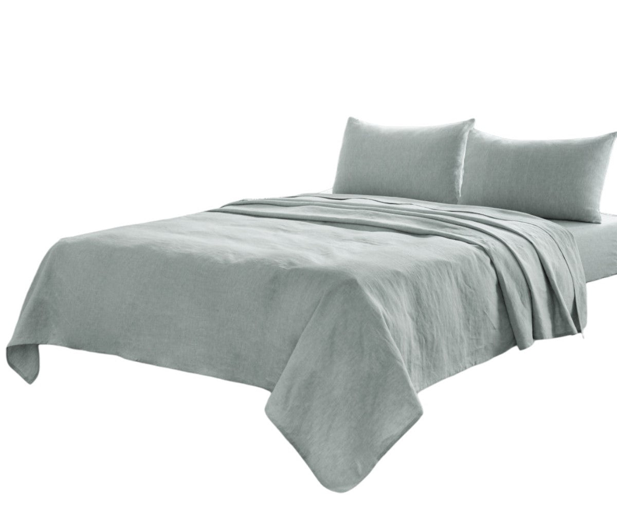 Four Piece Light Gray Linen Sheet Set