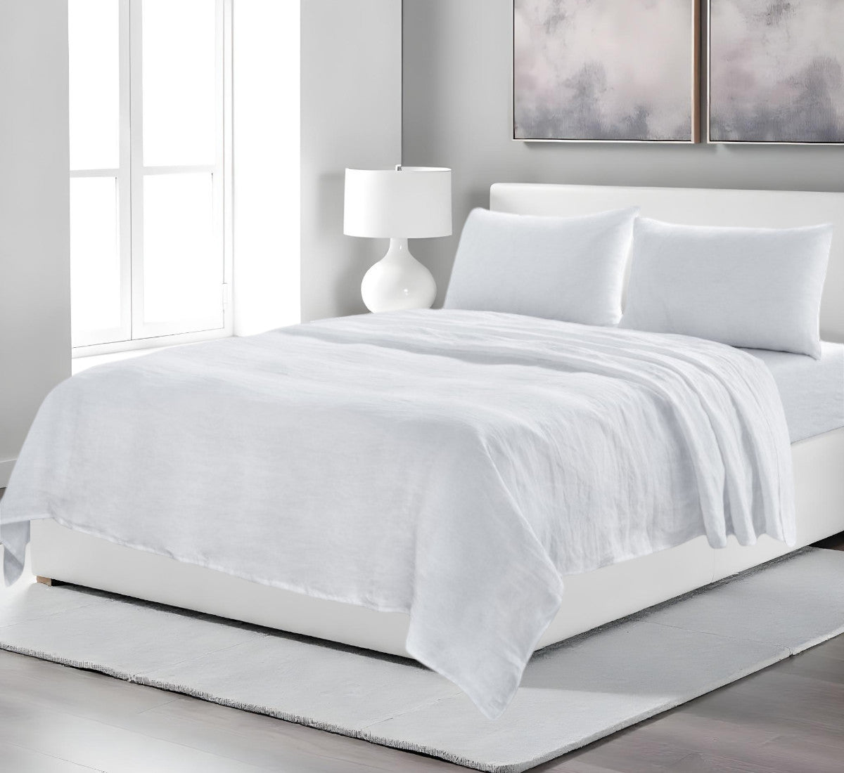 Four Piece Ivory Linen Sheet Set