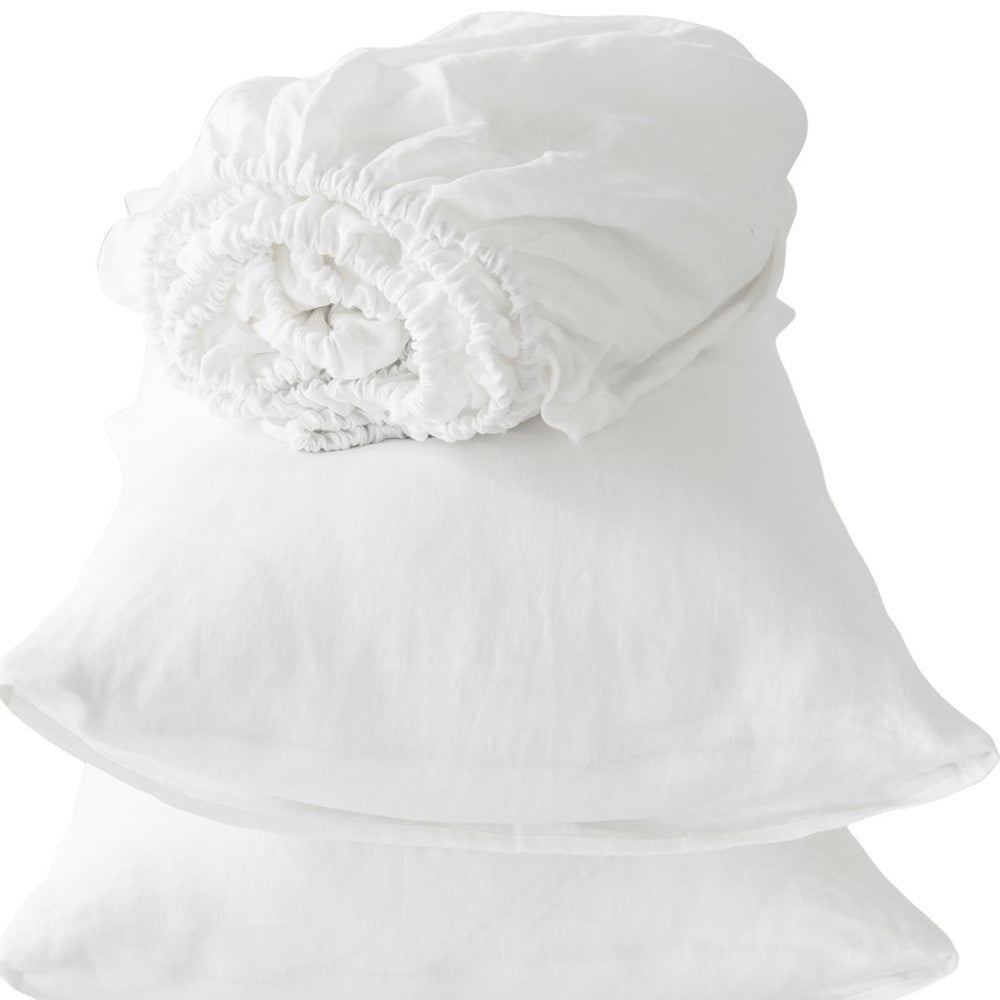 Four Piece Ivory Linen Sheet Set