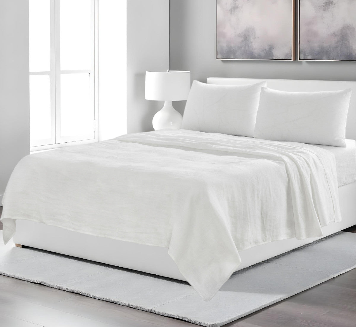 Four Piece Ivory Linen Sheet Set