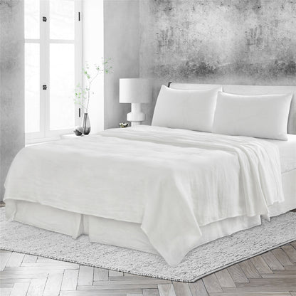 Four Piece Light Gray Linen Sheet Set