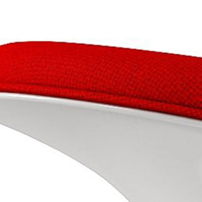 21" Red and White Wool And Fiberglass Contempo Footstool Ottoman