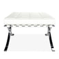 24" White Genuine Leather and Silver Tufted Footstool Ottoman