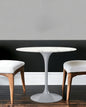 32" White And Gray Rounded Stone And Metal Pedestal Base Dining Table