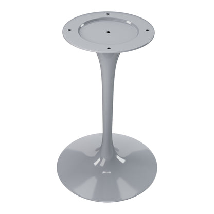 32" White And Gray Rounded Stone And Metal Pedestal Base Dining Table