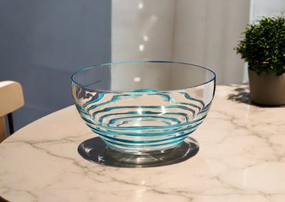 10" Clear and Blue Swirl Acrylic Round Salad Bowl