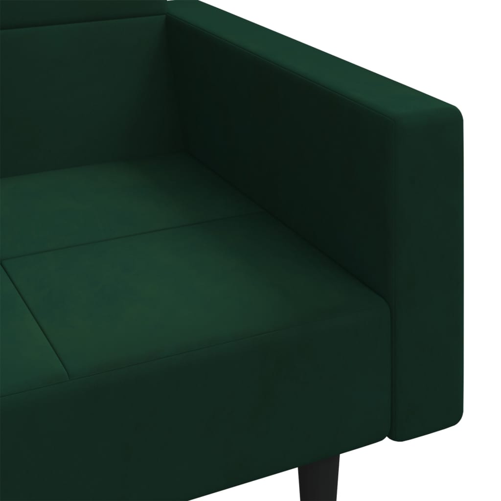 2-Seater Sofa Bed with Two Pillows Dark Green Velvet