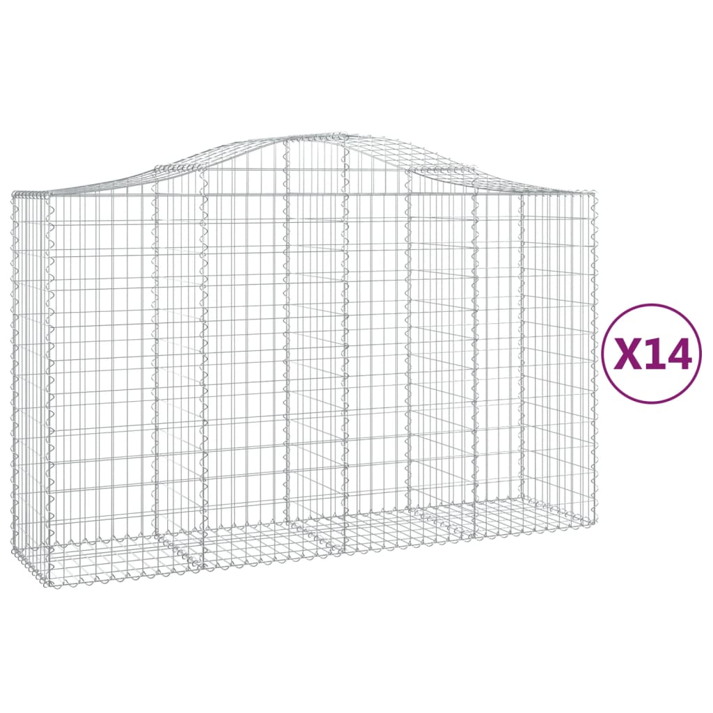 Arched Gabion Baskets 14 pcs 78.7"x19.7"x47.2"/55.1" Galvanized Iron