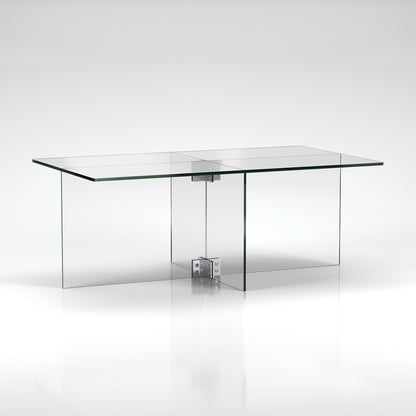 24" Clear Glass And Steel Coffee Table