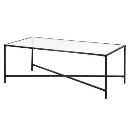 48" Black Glass And Steel Coffee Table