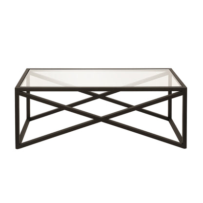 46" Black Glass And Steel Coffee Table