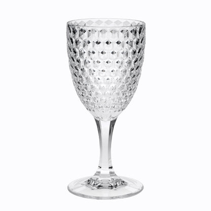 Set of Four Clear Diamond Acrylic Stemmed All Purpose Wine Glass