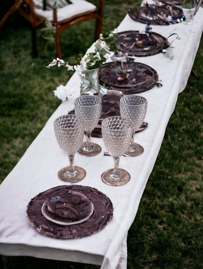 Set of Four Clear Diamond Acrylic Stemmed All Purpose Wine Glass