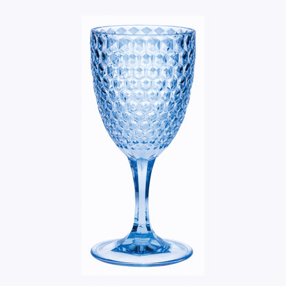 Set of Four Blue Diamond Acrylic Stemmed All Purpose Wine Glass