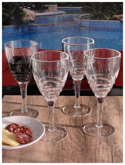 Set of Four Clear Swirl Acrylic Stemmed All Purpose Wine Glass