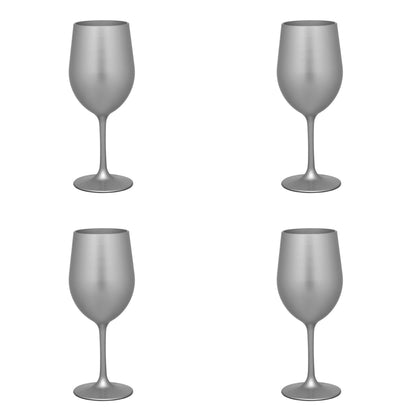 Set of Four Silver Acrylic Stemmed All Purpose Wine Glass