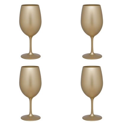 Set of Four Gold Acrylic Stemmed All Purpose Wine Glass