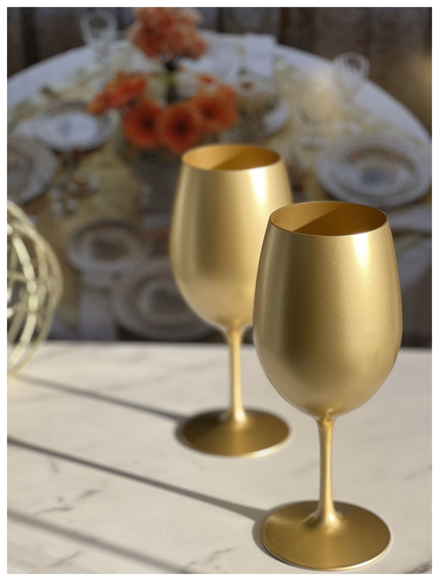 Set of Four Gold Acrylic Stemmed All Purpose Wine Glass